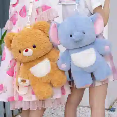 抱竹 古力古力 小熊古力 可爱日常卡通玩偶包 聚脂钎维 双肩包 大号 男女同款情侣款 黄色