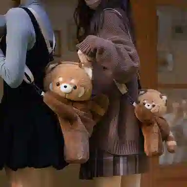 Baozhu Panda Plush Backpack Brown