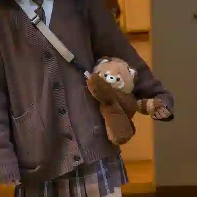 Baozhu Panda Plush Backpack Brown