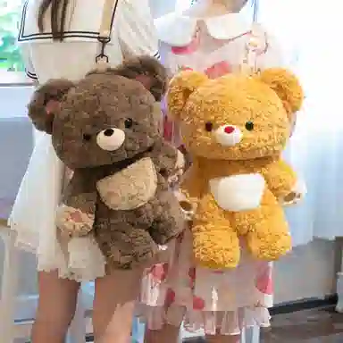 抱竹 古力古力 小熊古力 可爱日常卡通玩偶包 聚脂钎维 双肩包 大号 男女同款情侣款 黄色