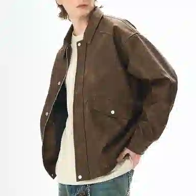 美式潮流复古翻领多风格休闲服饰皮衣 男女同款