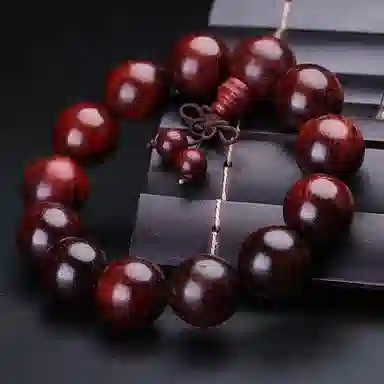 月印百川 顺纹木饰文玩手链挂件 中式国风转运念珠手饰 紫檀属 木作手串 男女同款情侣款 血檀 礼盒装