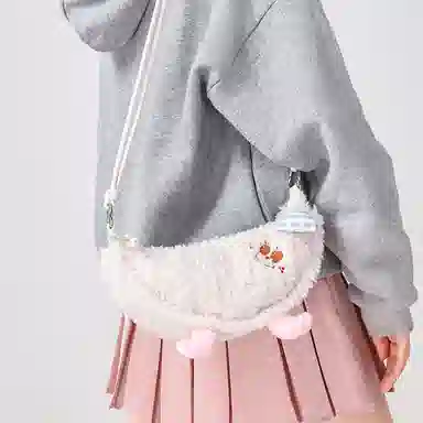 音魅 美拉德风 织物 斜挎单肩包 小号 女款 棕色/米白