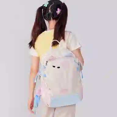 音魅 轻便可爱 织物 双肩包 女款 白色/卡其