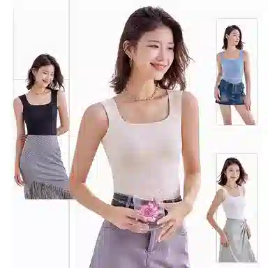 金莱克 螺纹凉感带胸垫显瘦修身防走光清爽透气宽肩带背心 女款