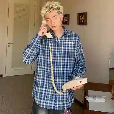 MGDOHOME Vintage Logo Striped Shirt Jacket