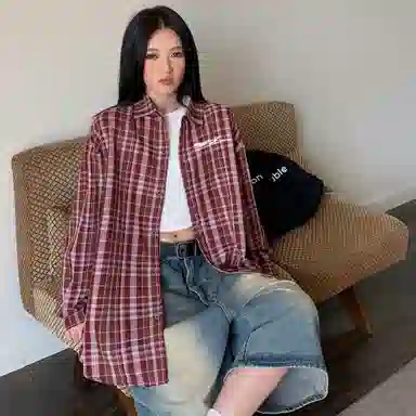 MGDOHOME Vintage Logo Striped Shirt Jacket