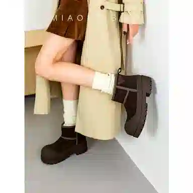 妙侣 保暖耐磨增高防滑 复古时尚百搭厚底 短筒 雪地靴 女款