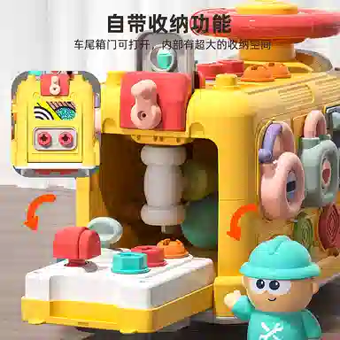 顽兔 智趣六面拆装工程车 手拧螺丝修理工具箱 早教益智玩具