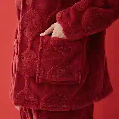 安之伴 锁温保暖宽松休闲秋冬睡衣灯笼纹加绒加厚家居套装 男款