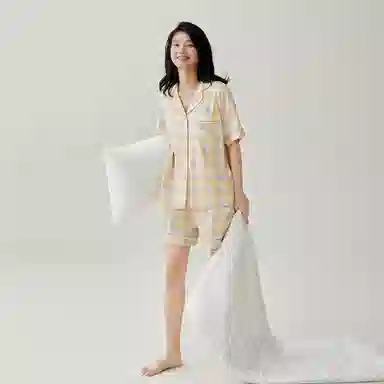 安之伴 夏季睡衣居家基础款凉感棉三件套家居套装 女款