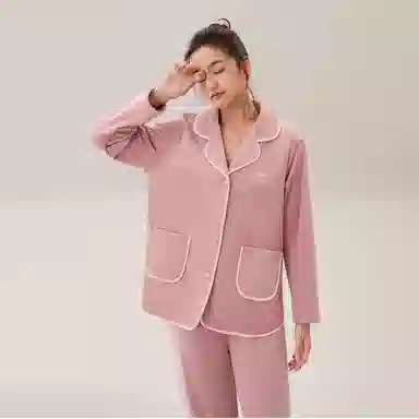 安之伴 秋冬海岛绒睡衣简约休闲保暖家居套装 女款