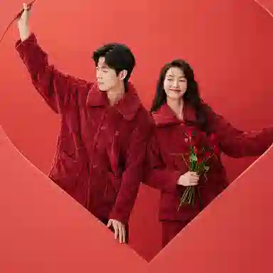 安之伴 锁温保暖宽松休闲秋冬睡衣灯笼纹加绒加厚家居套装 男款