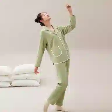 安之伴 秋冬海岛绒睡衣简约休闲保暖家居套装 女款