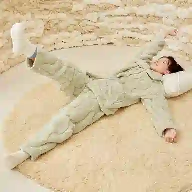 安之伴 锁温保暖宽松休闲秋冬睡衣灯笼纹加绒加厚家居套装 女款