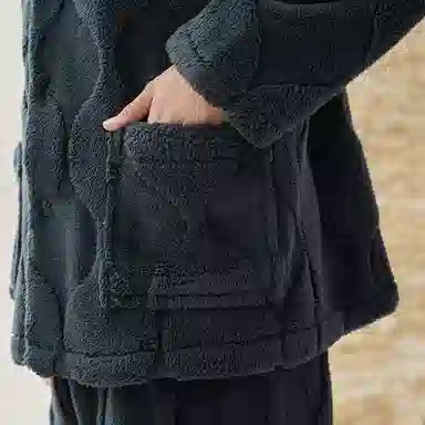 安之伴 锁温保暖宽松休闲秋冬睡衣灯笼纹加绒加厚家居套装 男款