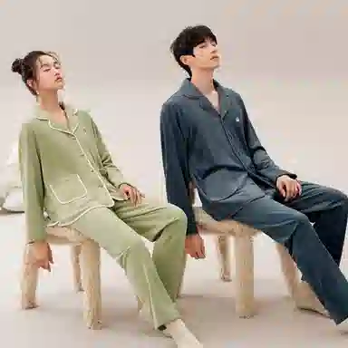 安之伴 秋冬海岛绒睡衣简约休闲保暖家居套装 女款