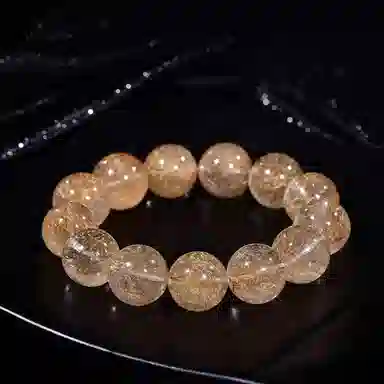 祥燕 高端珍品大尺寸财富之石金丝绵密富贵随行招财显白手饰好运天然 金发晶 手串 男女同款情侣款