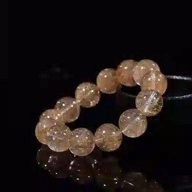 祥燕 高端珍品大尺寸财富之石金丝绵密富贵随行招财显白手饰好运天然 金发晶 手串 男女同款情侣款