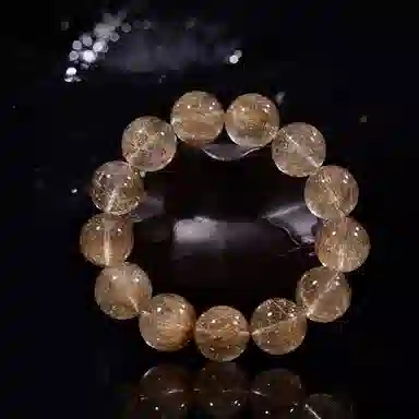 祥燕 高端珍品大尺寸财富之石金丝绵密富贵随行招财显白手饰好运天然 金发晶 手串 男女同款情侣款