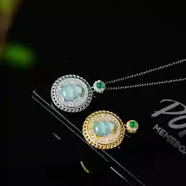 祥燕 新中式国潮轻奢潮流冰润起胶蓝水葫芦 冰种 翡翠吊坠 男女同款情侣款