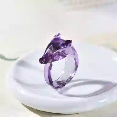 祥燕 高端孤品新中式国潮高净体紫晶八方来财旺桃花狐狸好运 水晶 戒指 男女同款情侣款