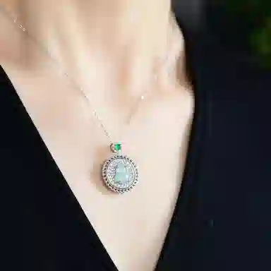 祥燕 新中式国潮轻奢潮流冰润起胶蓝水葫芦 冰种 翡翠吊坠 男女同款情侣款