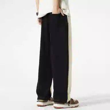 稻草人 美式潮牌撞色拼接正反两面穿系带宽松阔腿直筒百搭休闲裤 男女同款