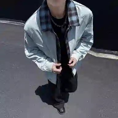 稻草人 美式复古简约假两件撞色设计宽松休闲百搭基础纯色潮流时尚个性舒适学院风拉链翻领飞行夹克外套 男女同款