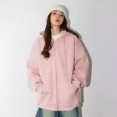 稻草人 学院风系列 简约字母印花高街重磅宽松休闲开衫连帽长袖卫衣 男女同款