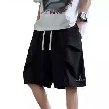 稻草人 美式复古潮流时尚五分褶皱设计感运动百搭直筒薄款简约学院风透气宽松舒适通勤夏季工装休闲短裤 男女同款
