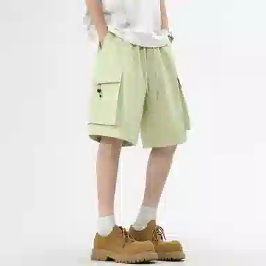 稻草人 美式潮牌复古品牌字母极简风宽松百搭系带纯色多口袋亲肤舒适透气五分户外休闲运动工装短裤 男女同款