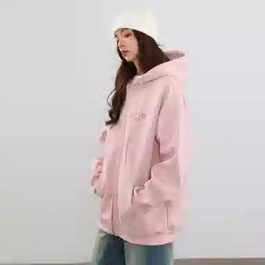 稻草人 学院风系列 简约字母印花高街重磅宽松休闲开衫连帽长袖卫衣 男女同款