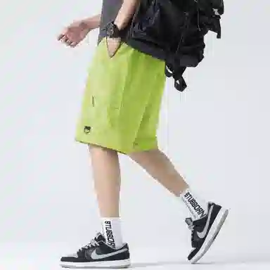 稻草人 美式简约高街纯色多宽松休闲直筒速干五分工装短裤 男女同款