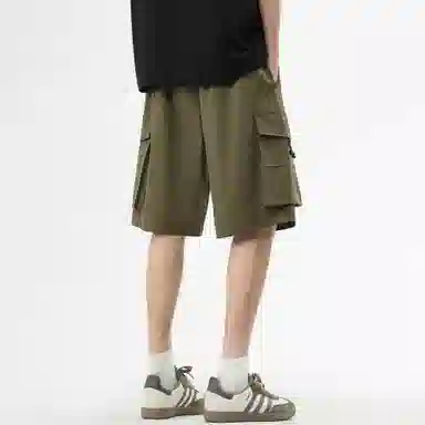 稻草人 美式潮牌复古品牌字母极简风宽松百搭系带纯色多口袋亲肤舒适透气五分户外休闲运动工装短裤 男女同款