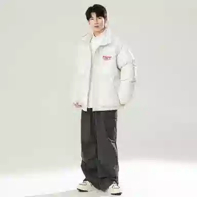 稻草人 美式高街复古字母印花宽松休闲加厚保暖立领面包棉服 男女同款