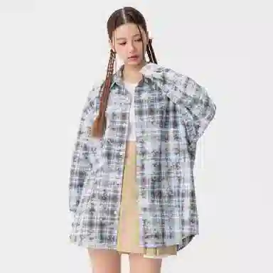 稻草人 美式嘻哈街头水洗宽松翻领休闲轻薄长袖衬衫 男女同款