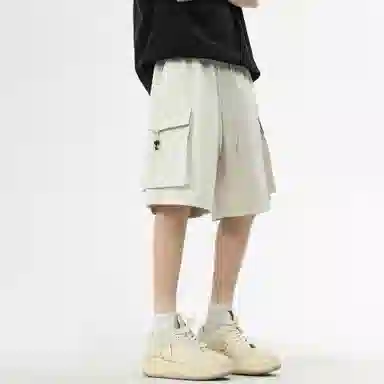 稻草人 美式潮牌复古品牌字母极简风宽松百搭系带纯色多口袋亲肤舒适透气五分户外休闲运动工装短裤 男女同款