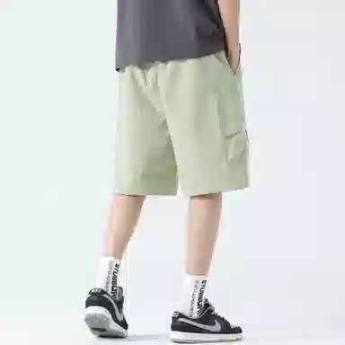 稻草人 美式简约高街纯色多宽松休闲直筒速干五分工装短裤 男女同款