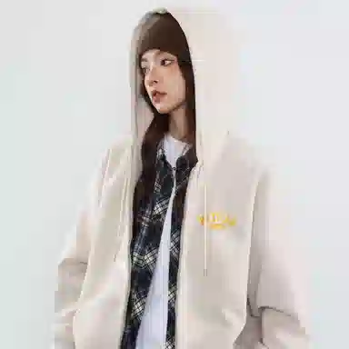 稻草人 学院风系列 简约字母印花高街重磅宽松休闲开衫连帽长袖卫衣 男女同款