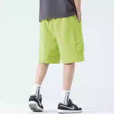 稻草人 美式简约高街纯色多宽松休闲直筒速干五分工装短裤 男女同款