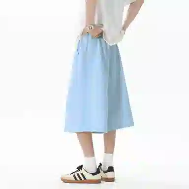 稻草人 美式复古设计感简约基础纯色宽松亲肤舒适凉感百搭日常通勤运动七分休闲短裤 男女同款