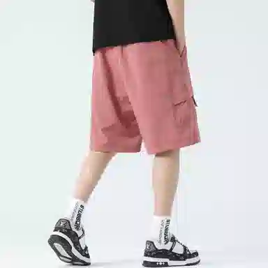稻草人 美式简约高街纯色多宽松休闲直筒速干五分工装短裤 男女同款