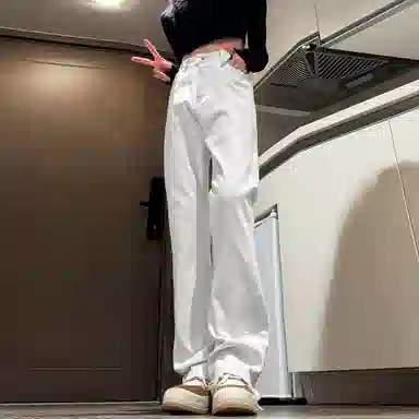 稻草人 美式高街花体字母百搭重磅纯棉宽松落肩短袖中腰水洗做旧垂感微喇叭牛仔裤休闲运动套装 男女同款