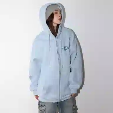 稻草人 学院风系列 简约字母印花高街重磅宽松休闲开衫连帽长袖卫衣 男女同款