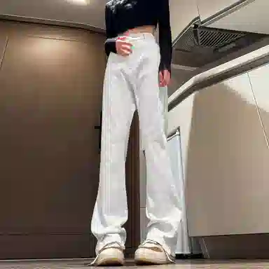 稻草人 美式高街花体字母百搭重磅纯棉宽松落肩短袖中腰水洗做旧垂感微喇叭牛仔裤休闲运动套装 男女同款