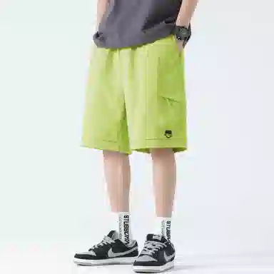 稻草人 美式简约高街纯色多宽松休闲直筒速干五分工装短裤 男女同款