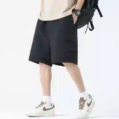 稻草人 美式简约高街纯色多宽松休闲直筒速干五分工装短裤 男女同款