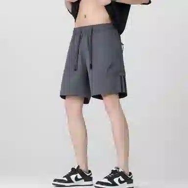 稻草人 美式学院风大口袋百搭柔软舒适宽松凉感五分工装短裤 男女同款