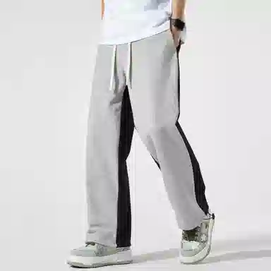 稻草人 美式潮牌撞色拼接正反两面穿系带宽松阔腿直筒百搭休闲裤 男女同款